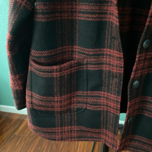 J Jill Buffalo Red And Black Plaid Jacket / Coat W Pockets Size L - 0124 - Picture 3 of 6